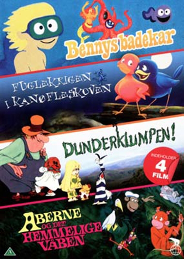 Bennys badekar (1971) + Fuglekrigen i Kanøfleskoven (1990) + Dunderklumpen (1974) + Aberne og det hemmelige våben (1995) [DVD BOX]